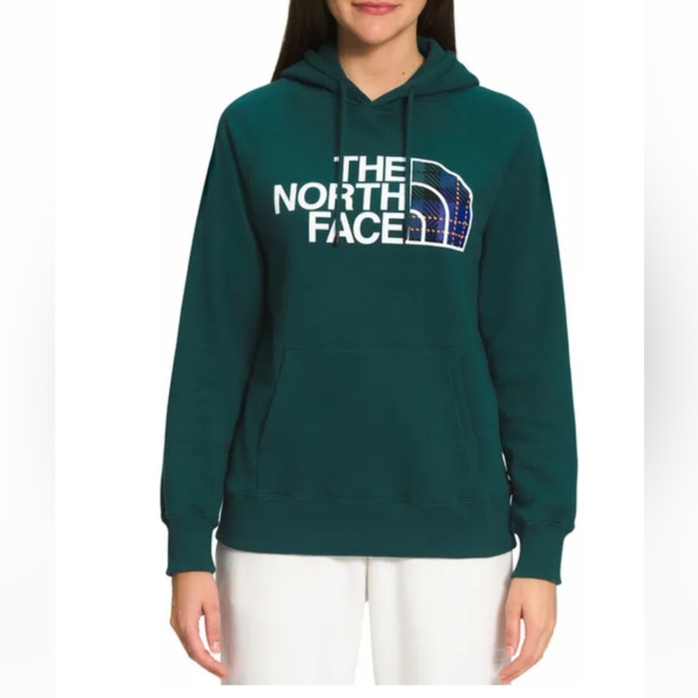 The North Face Women's Green Plaid Printed Half Dome Pullover Hoodie Size M